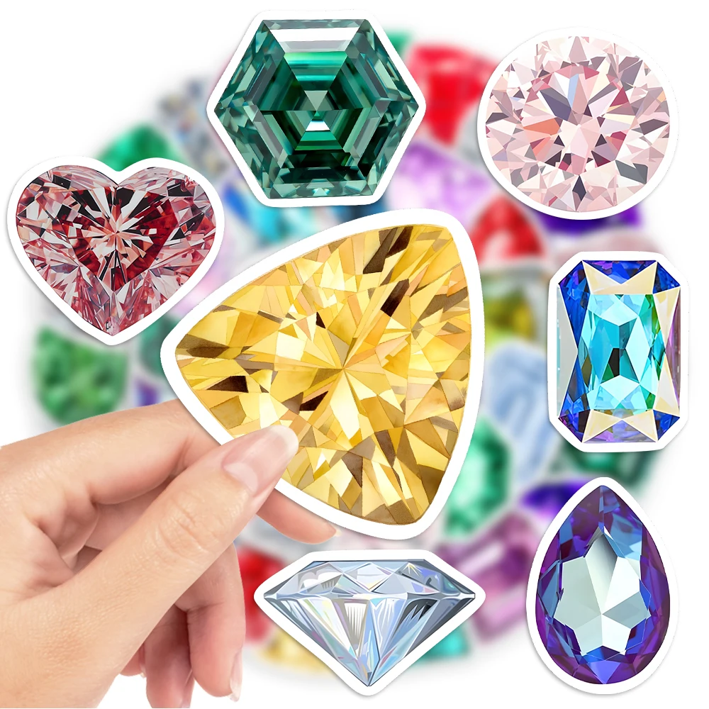 Colorful Lucky Gem Graffiti Stickers Diamond Aesthetic PVC for Laptop DIY Diary Luggage Skateboard Graffiti Decals Childs Toys