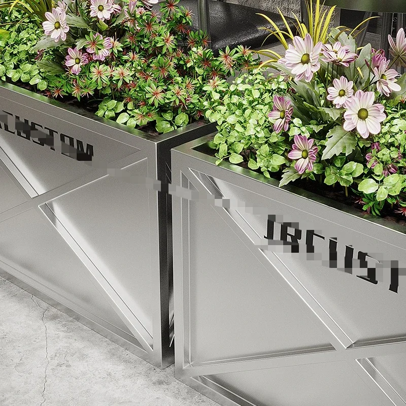 قسم مبيعات الشوارع التجارية الخارجية صندوق زهور من الحديد المطاوع رف زهور مستطيل لوعاء الزهور #4