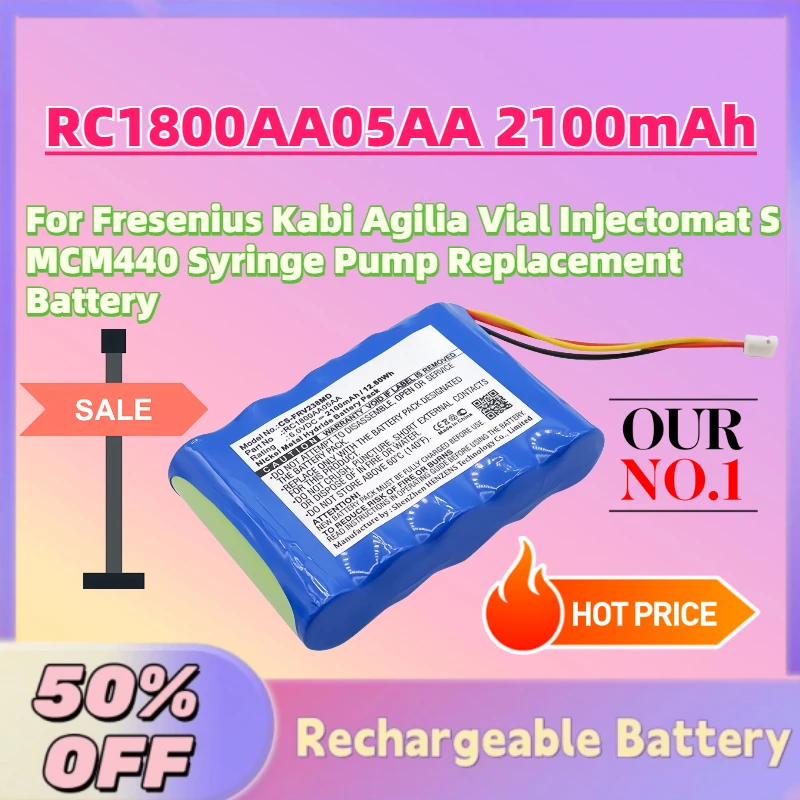New RC1800AA05AA 2100mAh 6V Ni-MH Battery for Fresenius Kabi Agilia Vial Injectomat S MCM440 Syringe Pump Replacement Battery