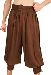 Men's Casual Loose Pirate Pants, Medieval Trousers, Cosplay Clothing, Monochromatic, Medieval, Halloween