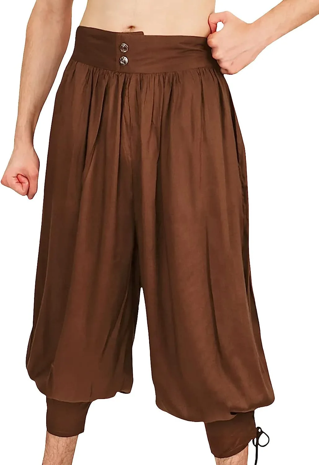 Men's Casual Loose Pirate Pants, Medieval Trousers, Cosplay Clothing, Monochromatic, Medieval, Halloween