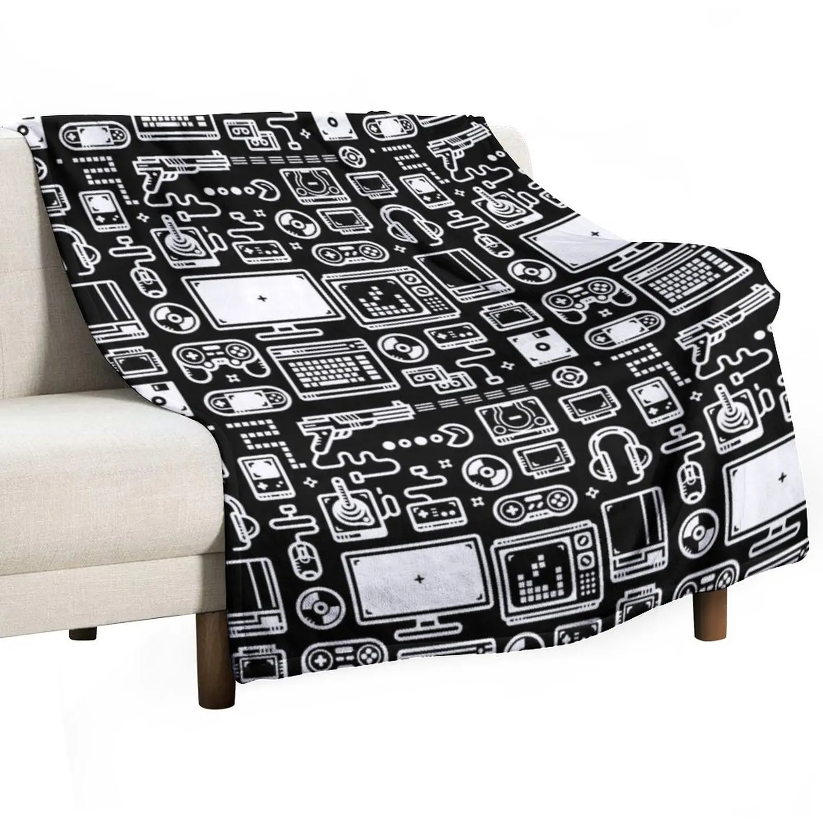 Retro Gamer Video Game Consoles, PC's, Controllers, Joysticks and Gamepads Throw Blanket wednesday for sofa sofa bed Blankets