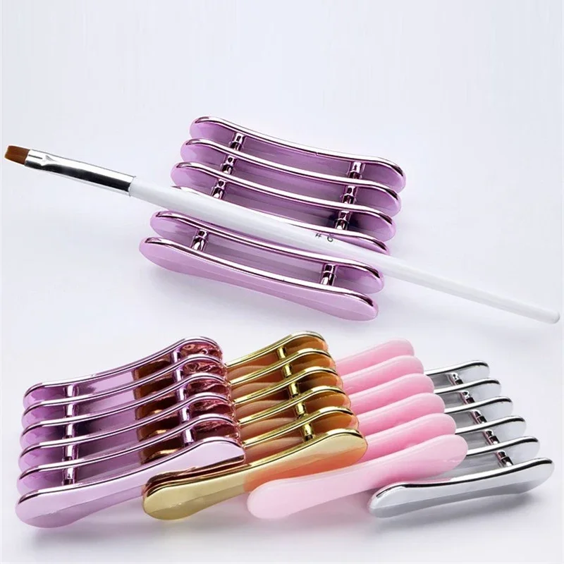5 Grids Nail Art Painting Brush Holder Nail Brush Rack Painting Pen Rest Holder Stand UV Gel Brush Display Holder Manicre Tools