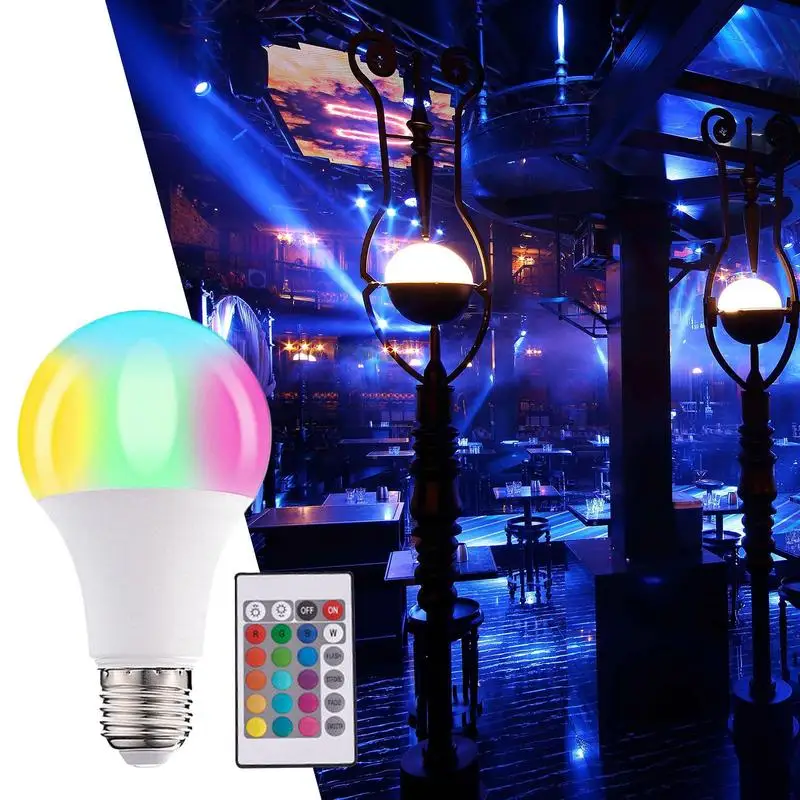 RGB مصابيح كهربائية عكس الضوء LED لمبات 16 ألوان RGB لمبة LED متعدد الألوان لمبة الإضاءة المنزلية 24 مفتاح التحكم عن بعد مصباح ذكي