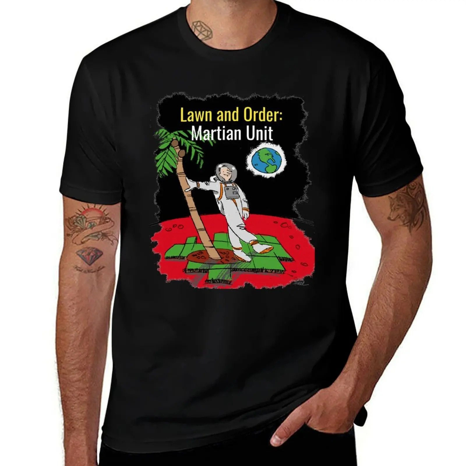 

Terraforming Starts with a Lawn Astronaut on Mars T-Shirt croswit shirt man basketball graphic tees Blouse mens graphic t-shirts