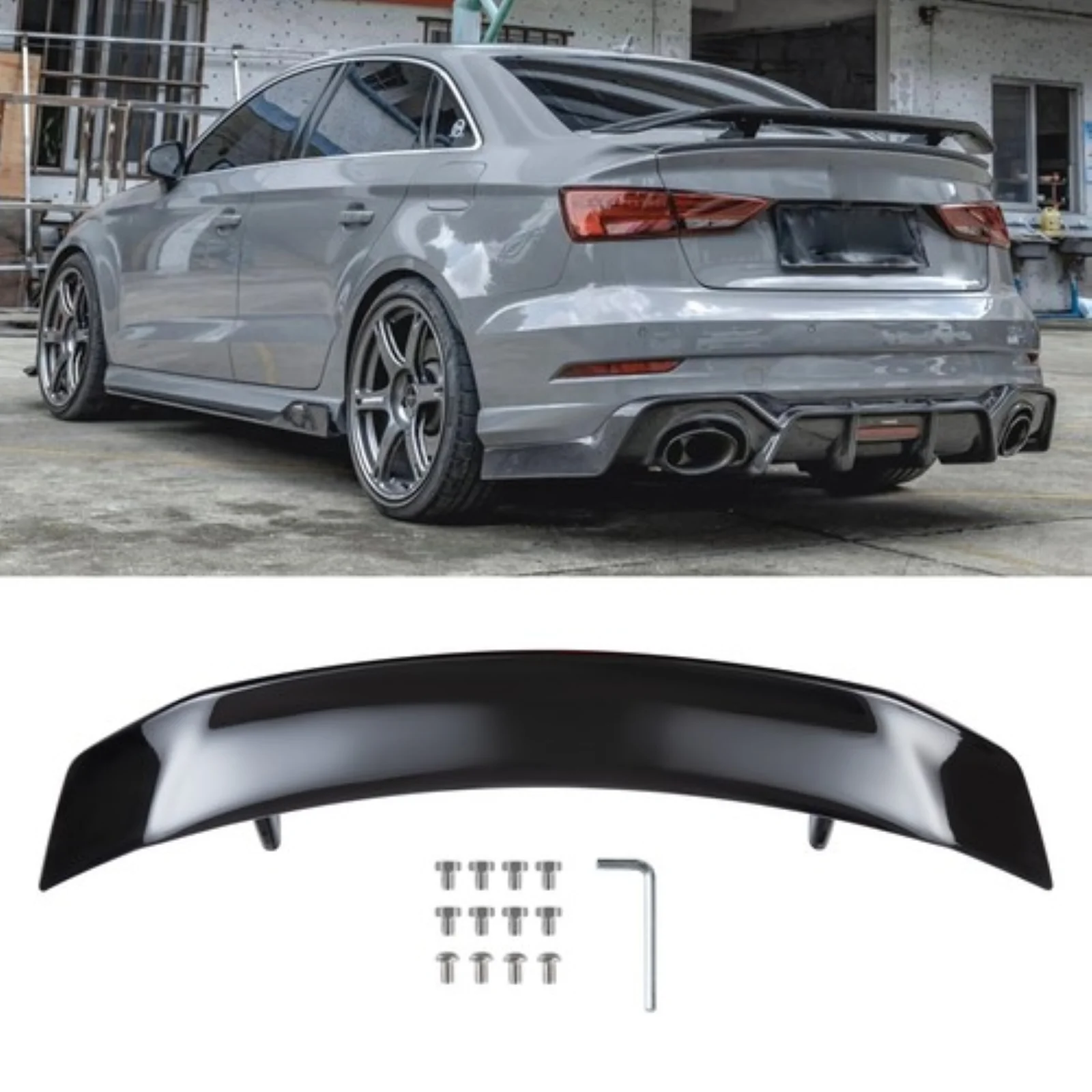 

46-дюймовый глянцевый задний спойлер багажника в стиле GT Racing Wing для Audi A3 S3 RS3 A4 S4 A5