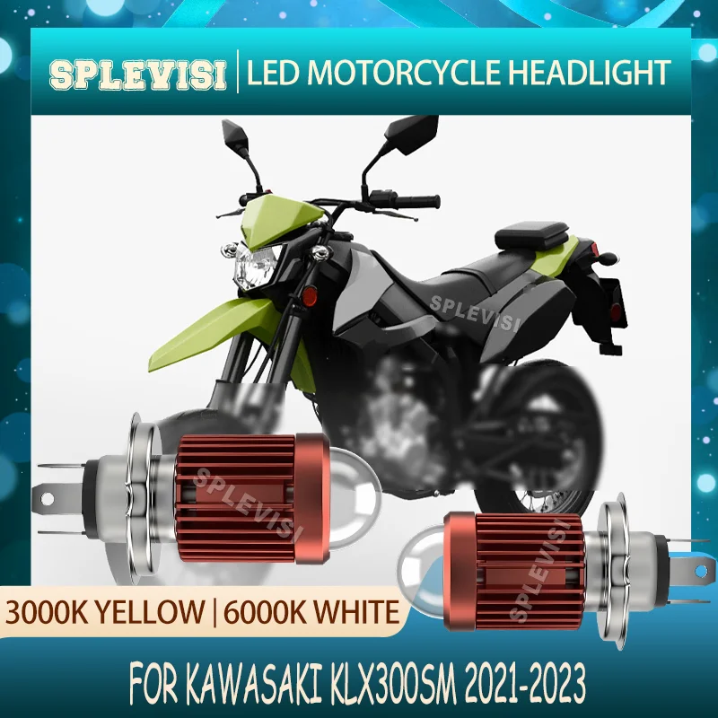

Wireless design LED Motorbike Headlight Built in Glass Lens 3000K Yellow 6000K White For Kawasaki KLX300SM 2021 2022 2023