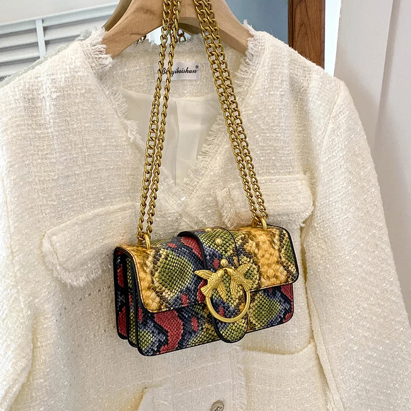 

Fashion Snake Print Small Square Bag Cute Crossbody Purse for Women Vintage Bohemian Designer Handbag, 2026 New Luxury Gift Idea