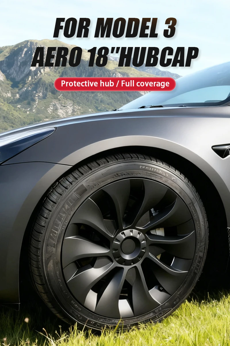 4 Stück 18 Zoll Radabdeckung für Tesla Model 3 Performance Ersatz-Nabenkappe Automobil Vollfelgenabdeckung Zubehör 2018–2023 – Detail 6