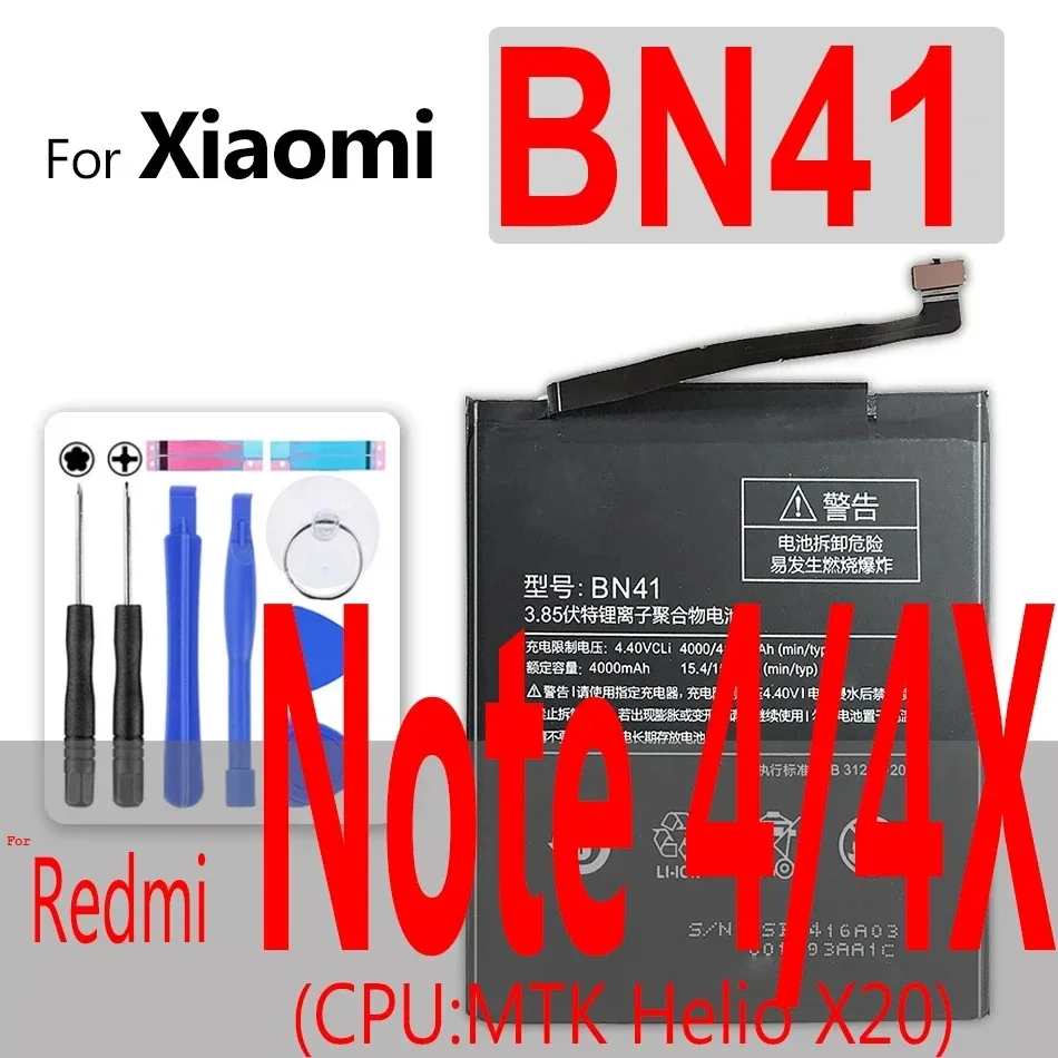 BN41 BN43 batteria per Xiaomi Redmi Note 4 Note4 MTK Helio X20 note 4X Pro 4G 64G 4100mAh