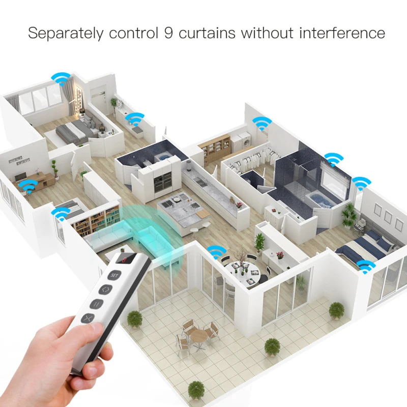 Channel RF433 Remote Control for WiFi Curtain Switch RF Roller Blinds Module Battery Powered Curtain Accessories Emitter