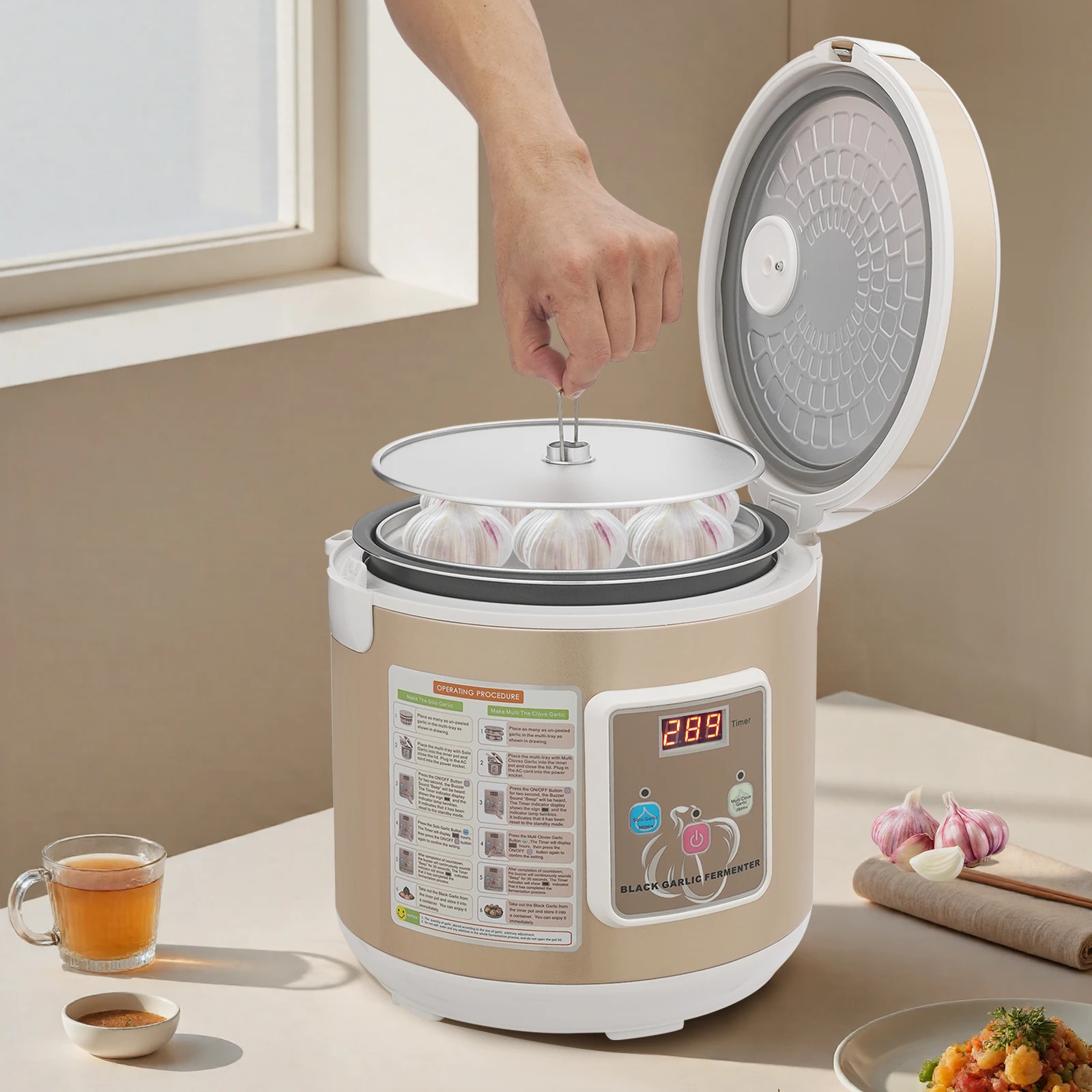Fermenteur d'ail noir 6L/5L, entièrement automatique, contrôle Intelligent, cuiseur d'ail, boîte de Fermentation d'ail antiadhésive 220V