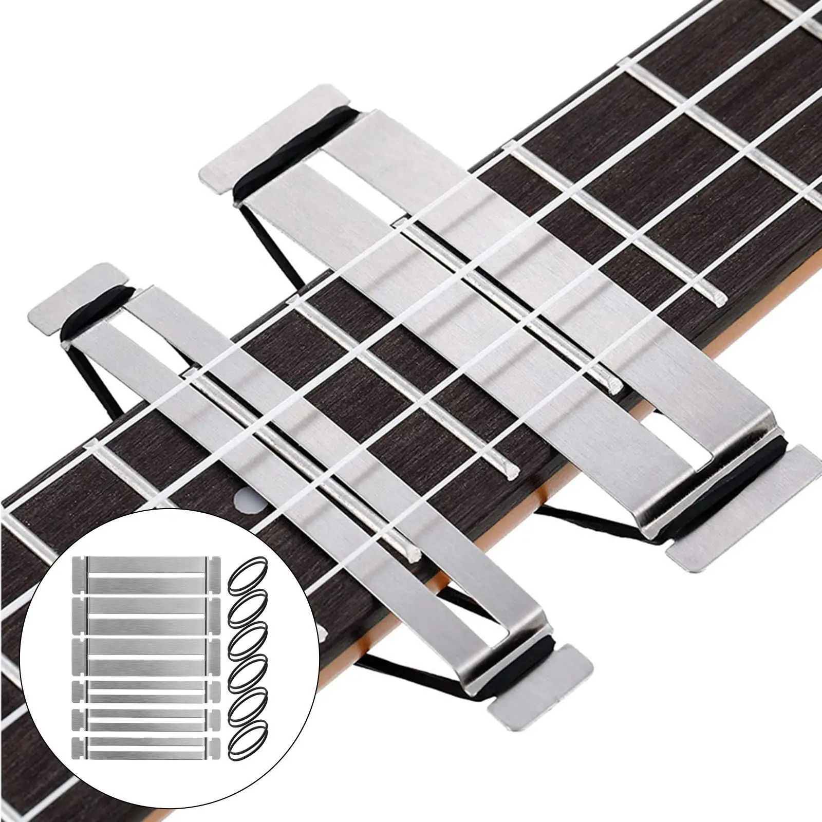 مجموعة أدوات إصلاح الجيتار 12 شريط مطاطي لخلع الملابس وتلميع الحنق #5