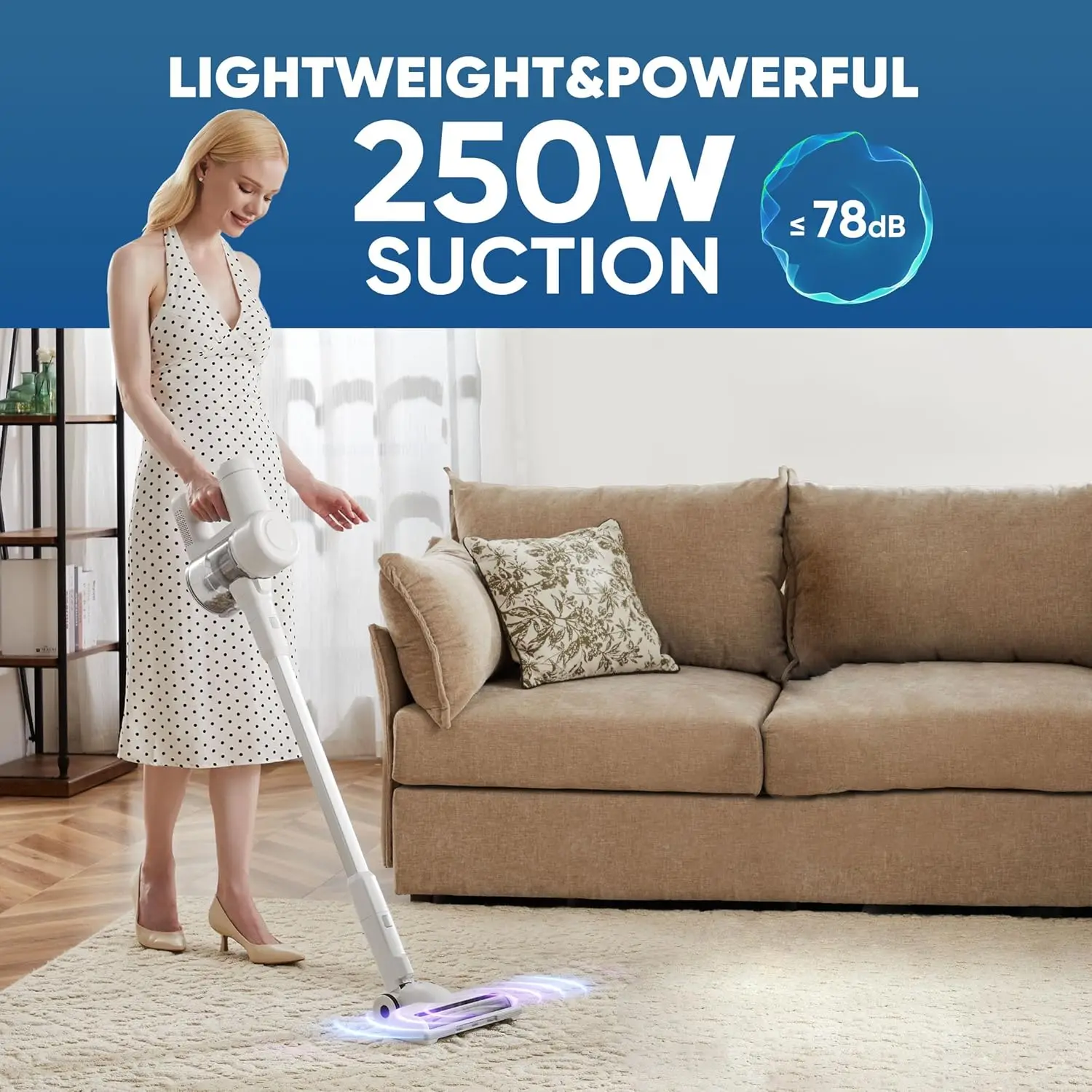 Stick Vacuum Cleaners for Home Rechargeable Lightweight for Hard Floor and Pet Hair Removal, Handheld Carpet Sweeper