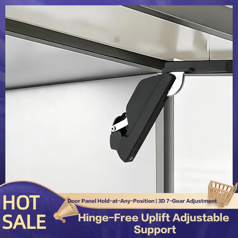 Hingeless Adjustable Lift Up Support Stay Gas Strut Soft Close Damping For Cabinet Aluminum Glass Narrow Frame Wood Door