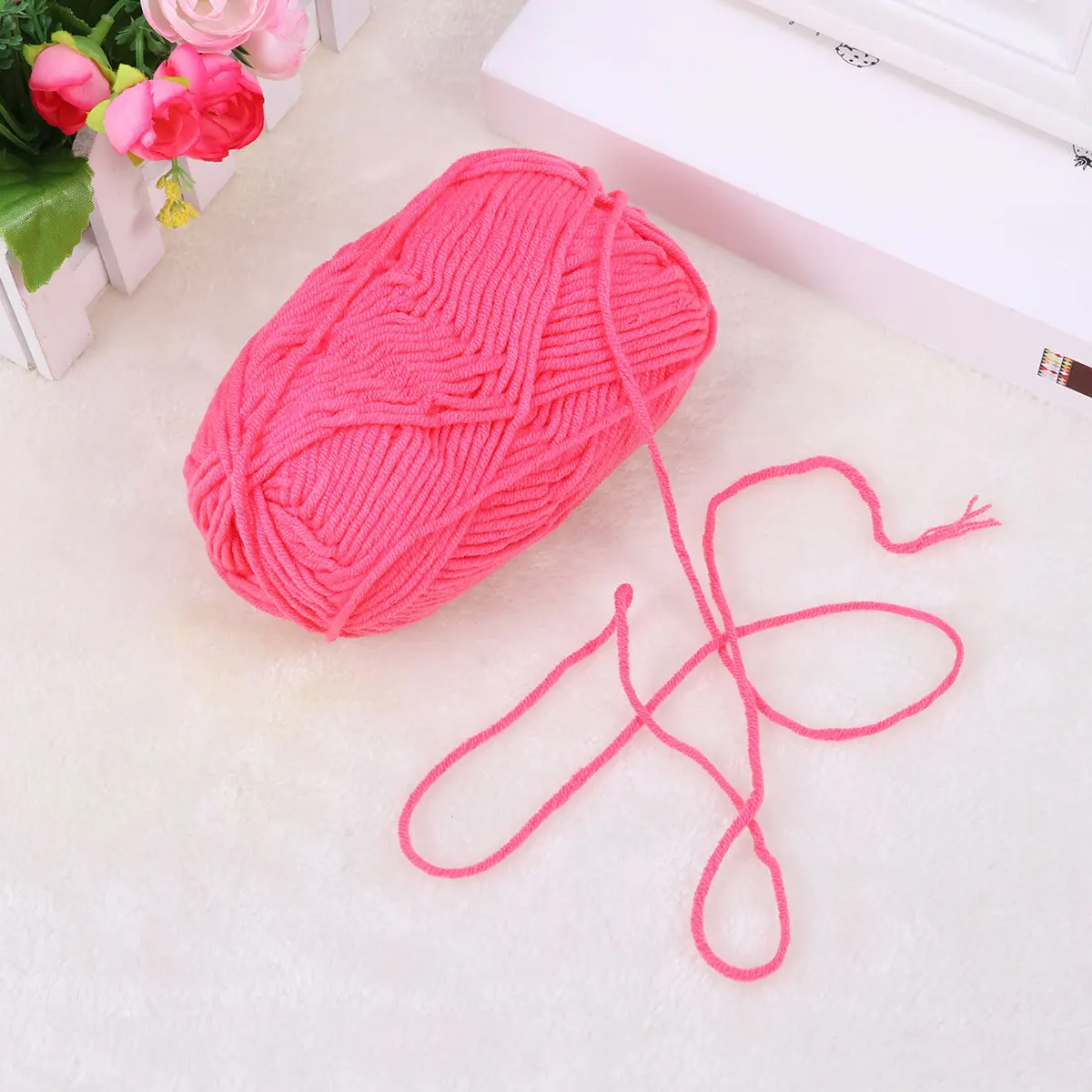 

50G Milk Cotton Yarn Machine Washable for Handmade Sweaters Hats Scarves and Accessories Deep Pink Milk Cotton Yarn