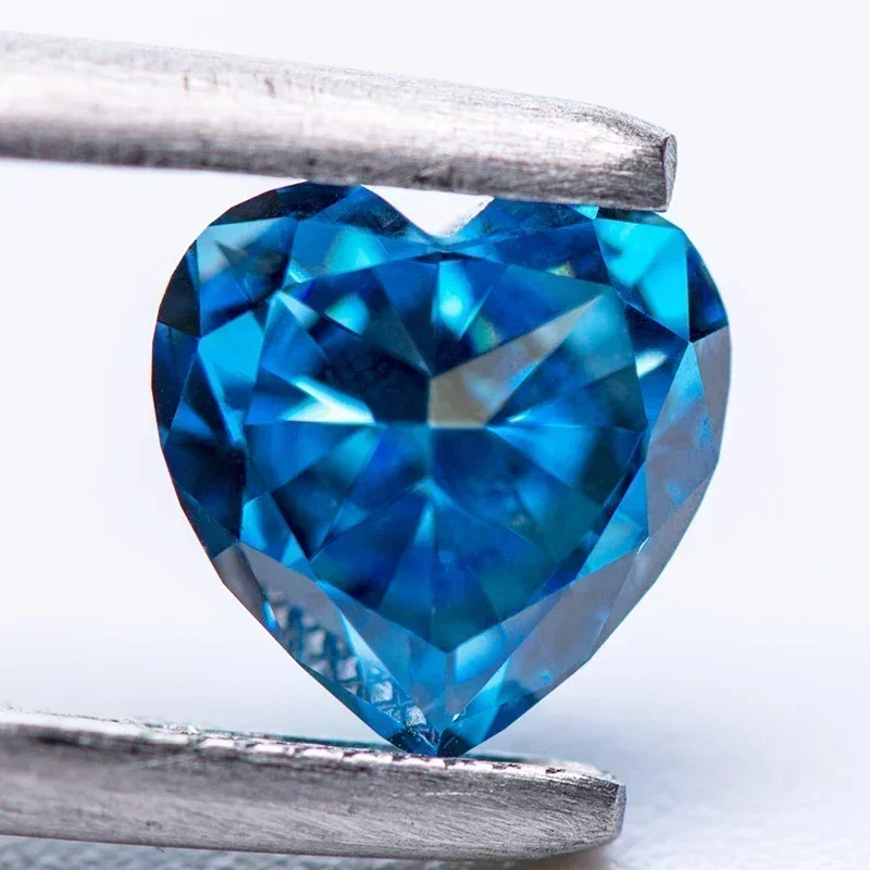 

Hot Sell TOP Cubic Zirconia Wholesale No Certificate Crushed Ice Cut Heart Shape Fancy Blue Color Charms Beads for Diy Jewelry