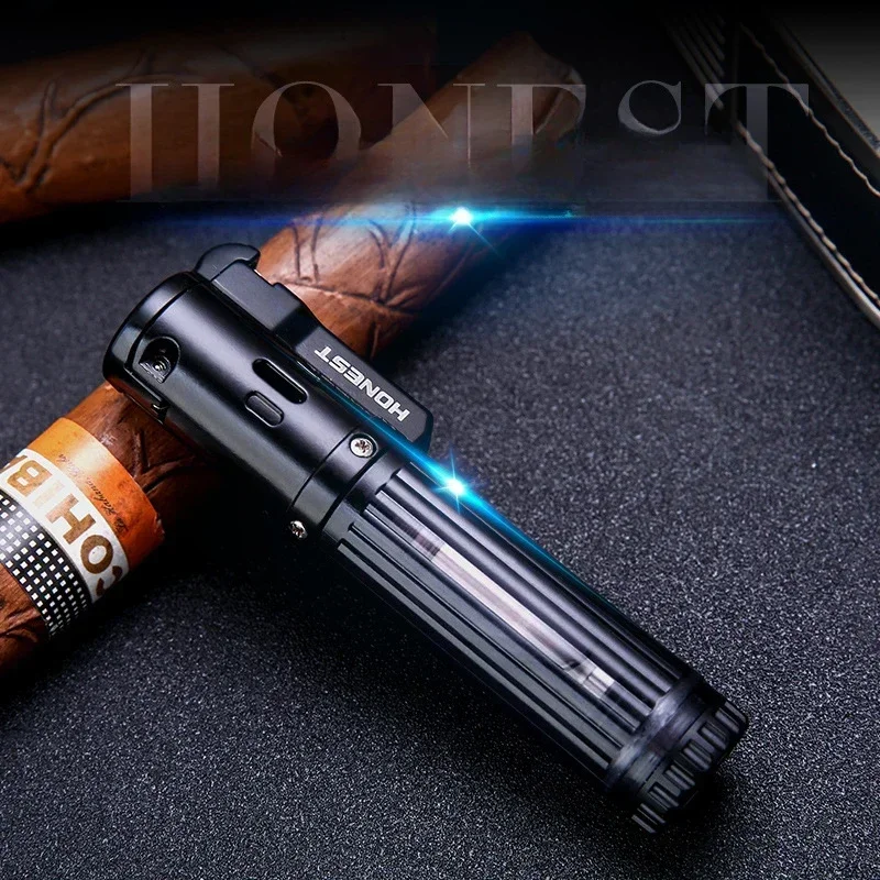 HONEST Grinding Wheel Direct Injection Lighter Elbow Metal Windproof Personalized Lighter Cigarette Cigar Ignition Tool Men\'s