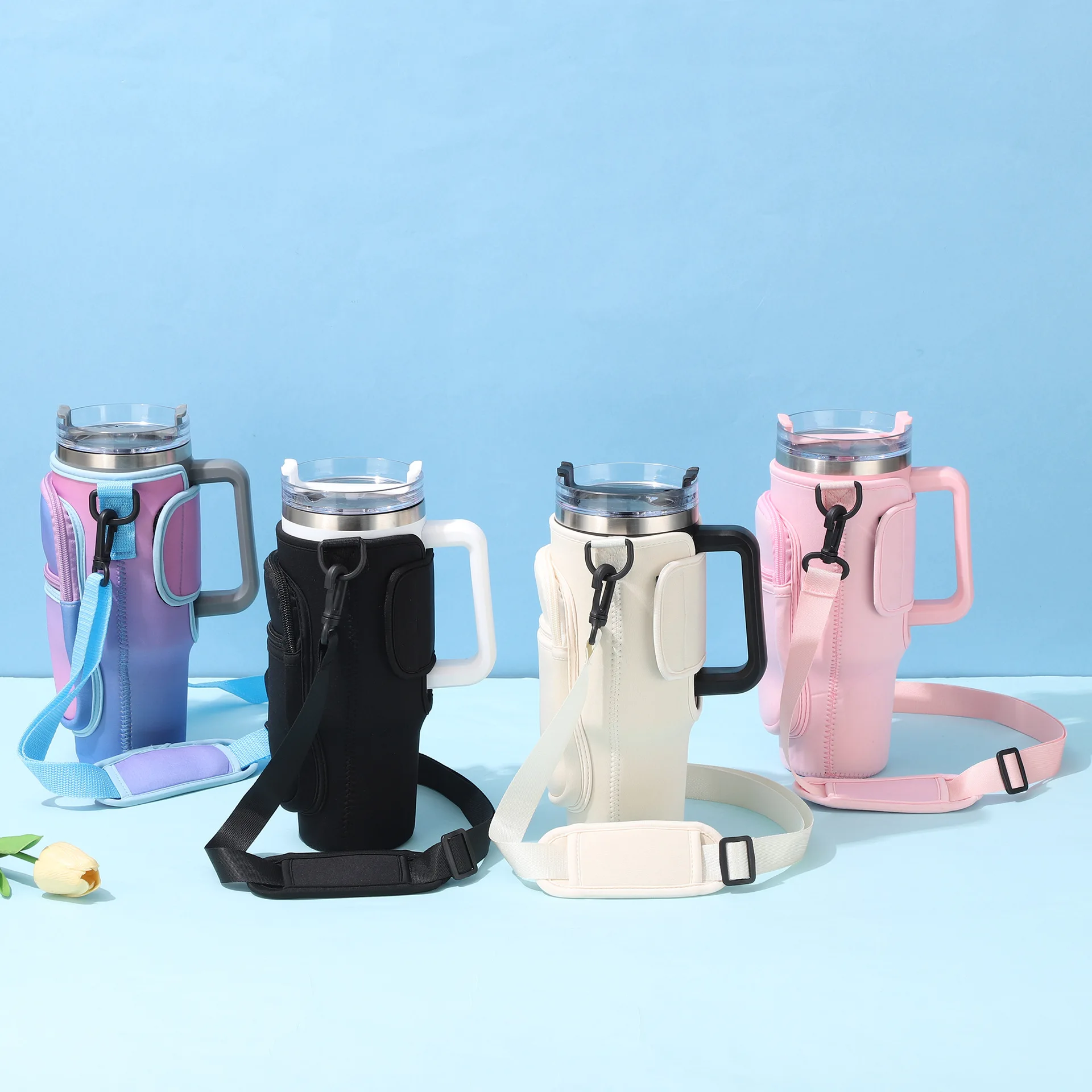 40oz CarCup Sleeves Diving Fabric Slanted Shoulder Straps Ice Cup Sleeves Large-capacity Handle Sleeves Available Multiple Color