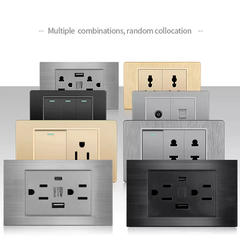 

Зарядное устройство USB Type-C 5В 2.1А, стандарт Таиланд, 118 мм, для домашнего использования, универсальная настенная розетка с выключателем, серия