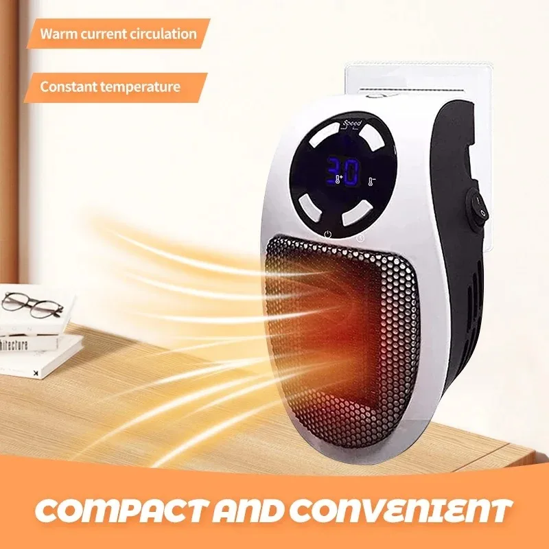 EU/US 800W Mini Heater for Home Small Bathroom Heating Fans Wall Mounted PTC Ceramic with Remote Control Household