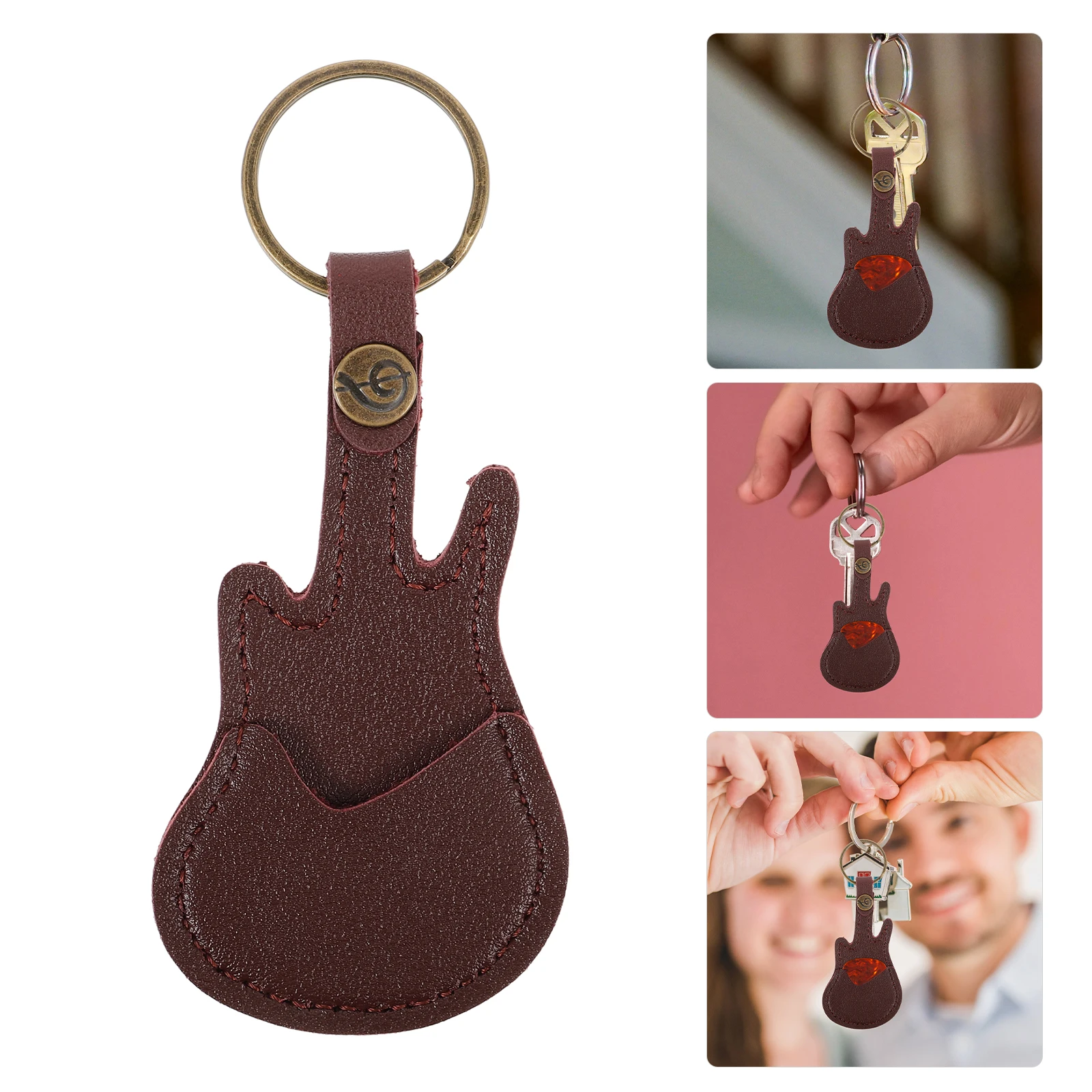 

Guitar Storage Container Picks Carry Bag Case Keychain Holder Paddle Necklace Holders with Keyring Bags