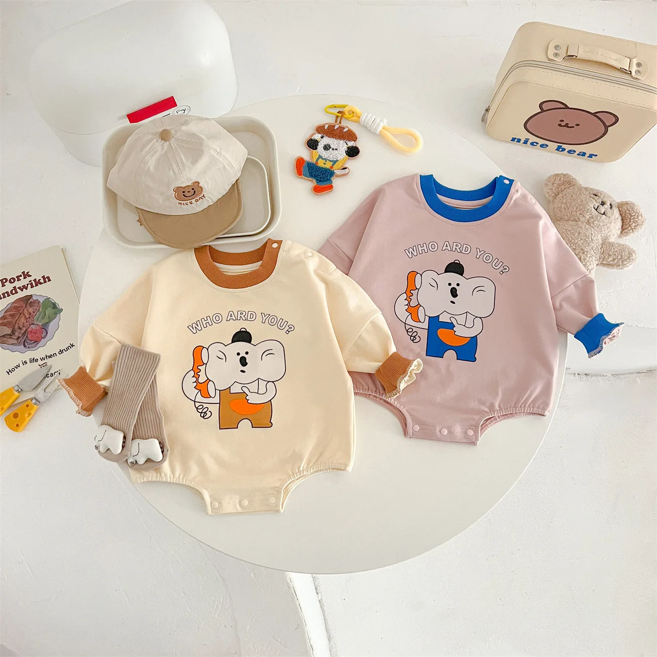 

Весна 2026, комбинезоны для маленьких девочек, лоскутные комбинезоны для новорожденных девочек, детские боди с принтом слона для маленьких девочек, комбинезоны для младенцев