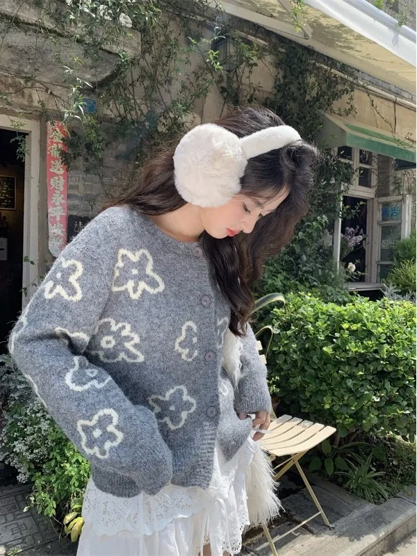 

Korean Design Sense Color Blo Knitted Sweater Cardigan Women's Loose Outerwear Top Autumn Winter New Sle Youthful