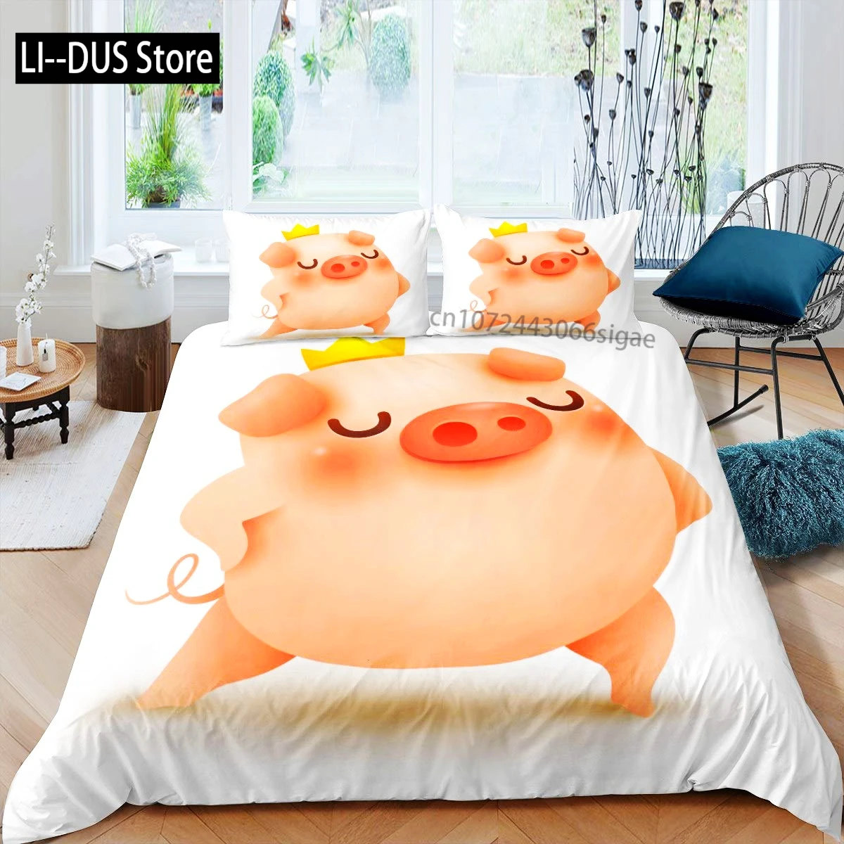 

Pig Duvet Cover Set Cute Pig Bedding Set King Size Zoo Quilt Cover Happy Farm Animal Comforter Cover With Zipper Closure For Kid