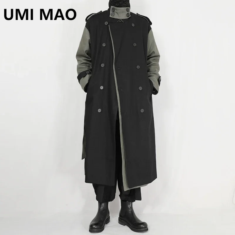 

UMI MAO Original Men's Trench Coat Windbreaker Long Jacket Dark Loose Lace Up Coat Lapel Double Breasted Men's Jacket Trend