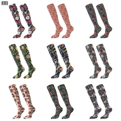 Ladies Silk Calf Socks Japanese Korean Style Velvet Flower Print Casual Stockings Comfortable Sweet Girls Happy Sexy Long Socks