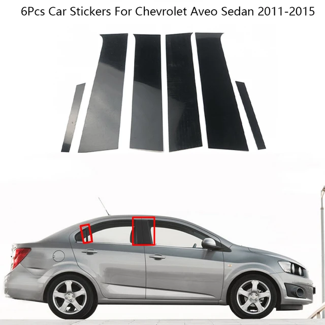 6 szt. Okno samochodu słupki na słupki do Chevrolet Aveo Sedan 2011-2015 BC naklejka kolumnowa chromowana naklejka akcesoria stylizacyjna