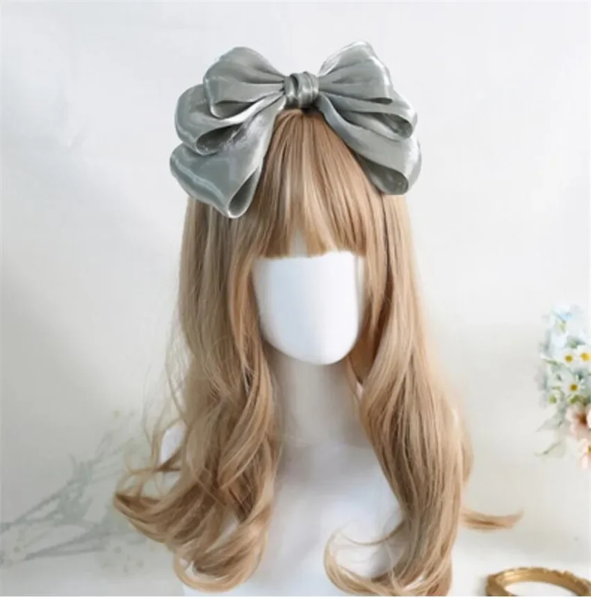 Prinzessin Perlglanz Großen Bogen Band Stirnband Frauen Haar Zubehör Lolita Cosplay Weibliche Kopfbedeckungen B2309