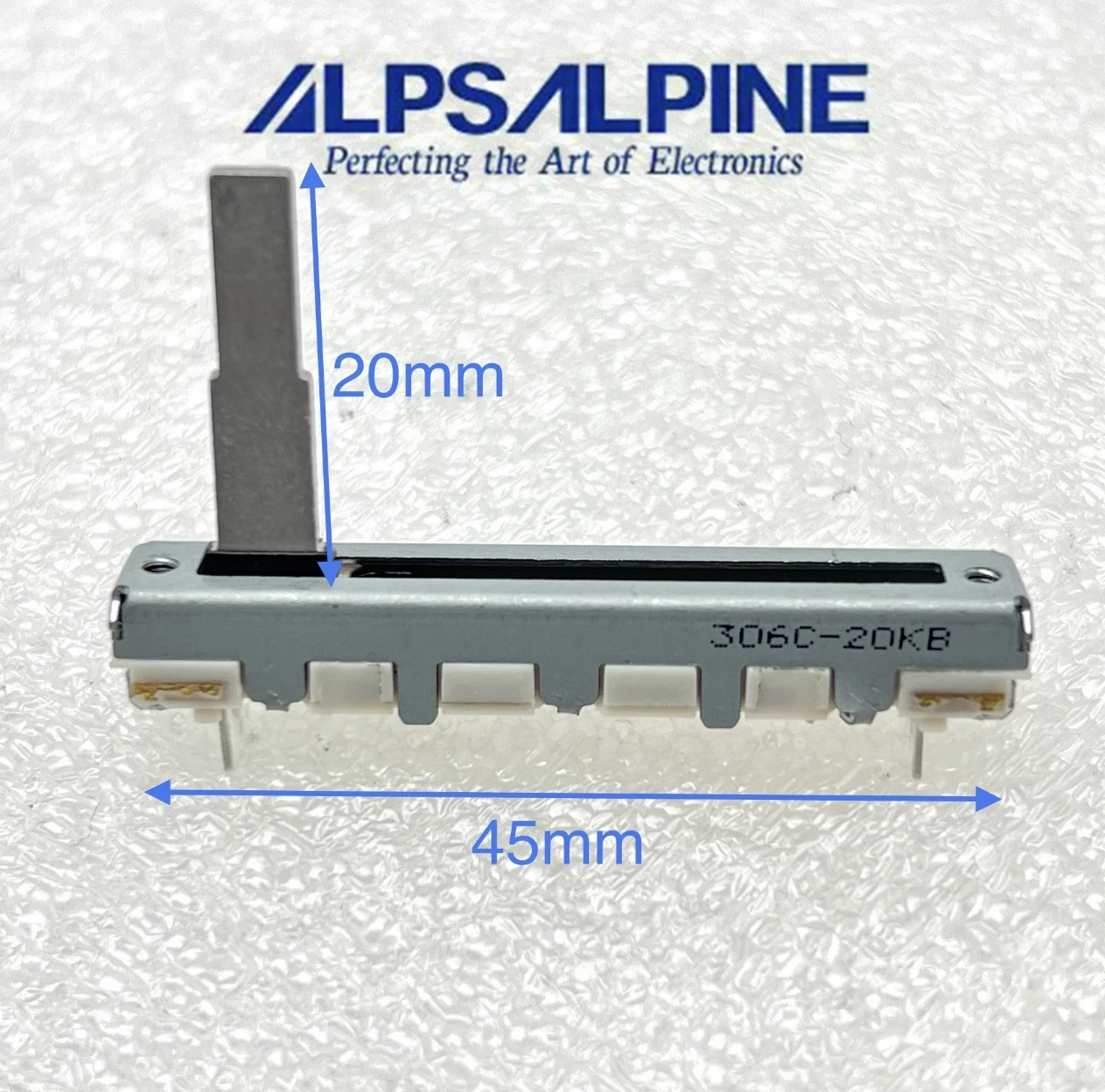 1 pcs. Japanese ALPS 45mm direct sliding single gang potentiometer B20K with tapped shaft length 20mm