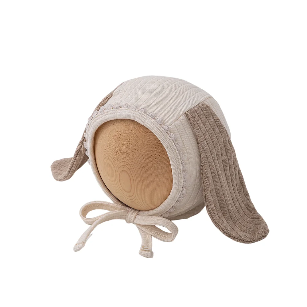 

Fashion Cute Baby Ear Protection Hats Sweet Soft Newborn Beanie Hat with Tie Strap Long Ear Baby Fetal Cap Winter
