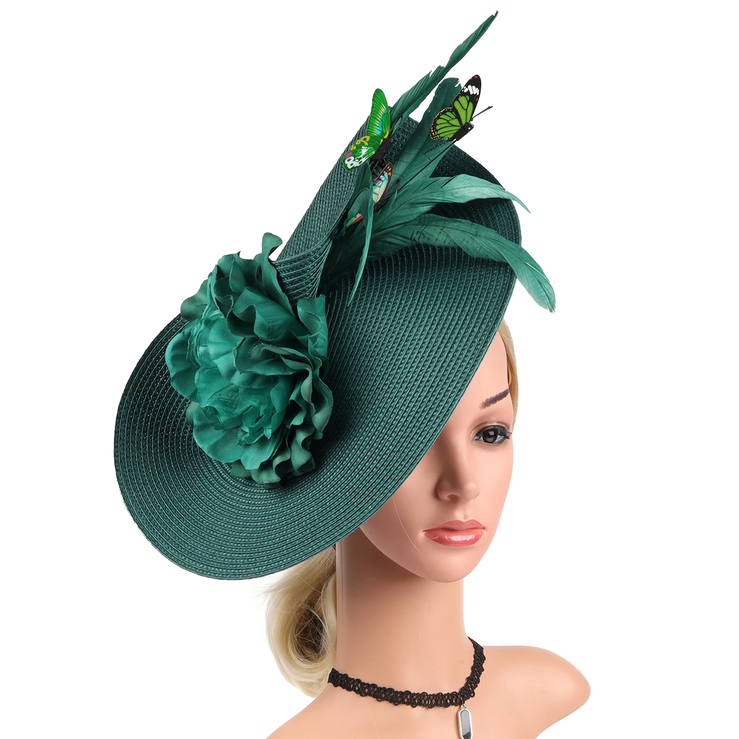 Fashion Elegant Butterfly Flowers Exaggerated Fascinator Hat Tea Party Kentucky Derby Hat Fascinator  Headband for Cocktail