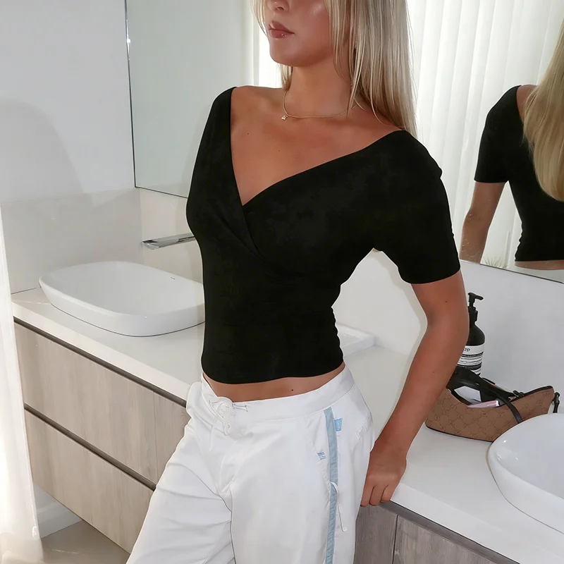 Hot Girl Cross V-Neck Slim-Fitting Waist-Hugging Damen-Top – Detail 15