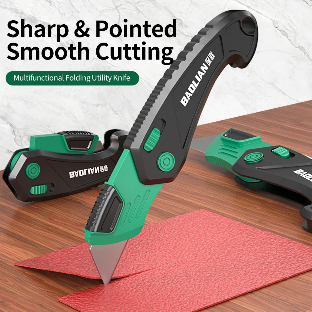 Multi Function Foldable Craft Knife Anti-Shock Labor Saving Cutter Designed For Leather Carpet Cutting Home Office DIY Projects