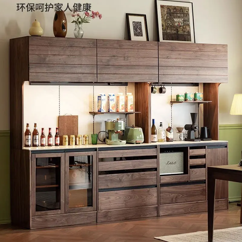 Black walnut side cabinet Nordic rock slab cabinet Locker all solid wood