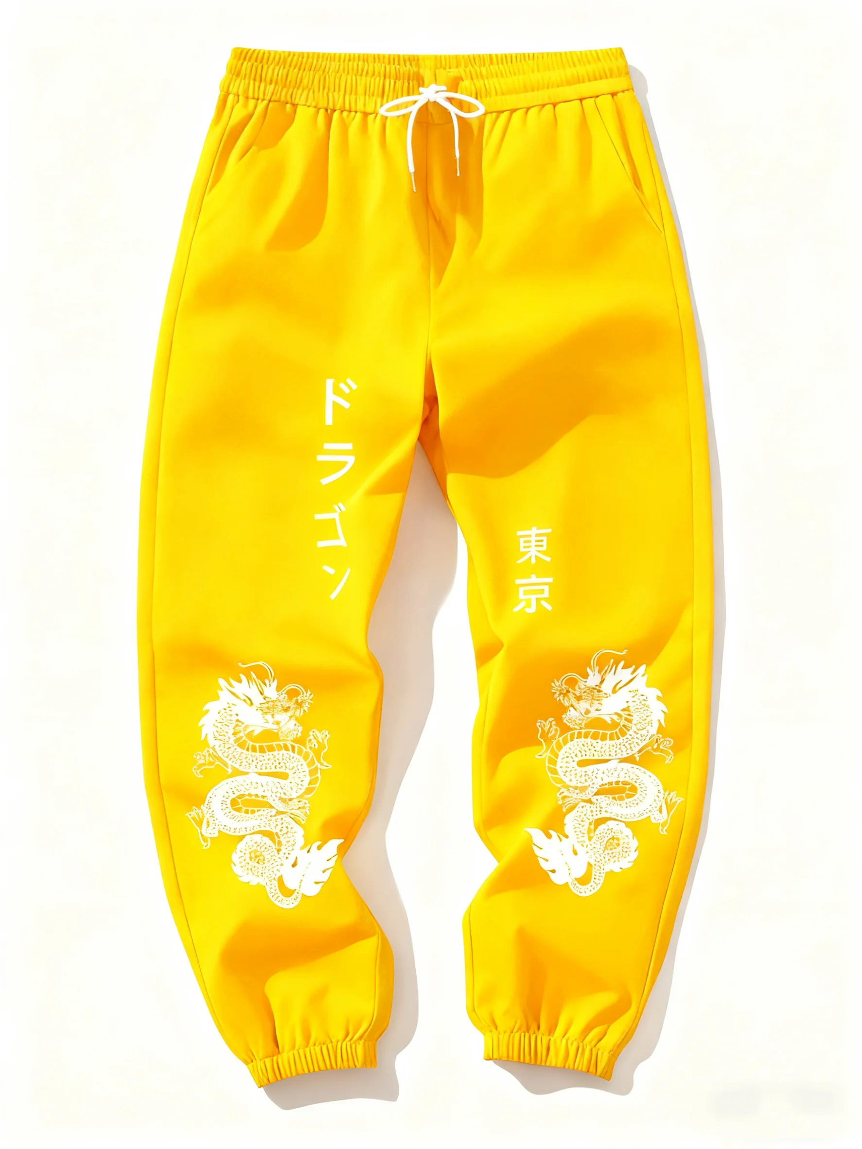 Men Women Straight‑Leg Long Pants 3D Asian Dragon Vintage Text Graphic Quick‑Dry Trousers Elastic Drawstring Street Sport Pants