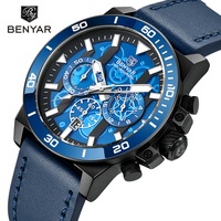 Benyar Chronograph For Men's Watches Male Sport Quartz Wristwatch New Luminous Hands Waterproof Calendar Clock Relogio Masculino