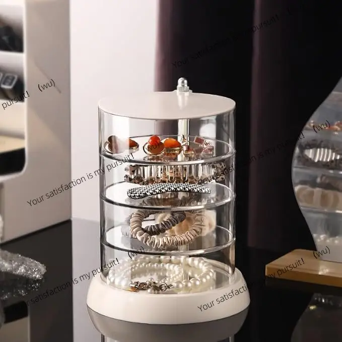Hair accessories storage box, rotating multi-layer headrope, small hairpin, ring, necklace, stud earrings, hand jewelry head.