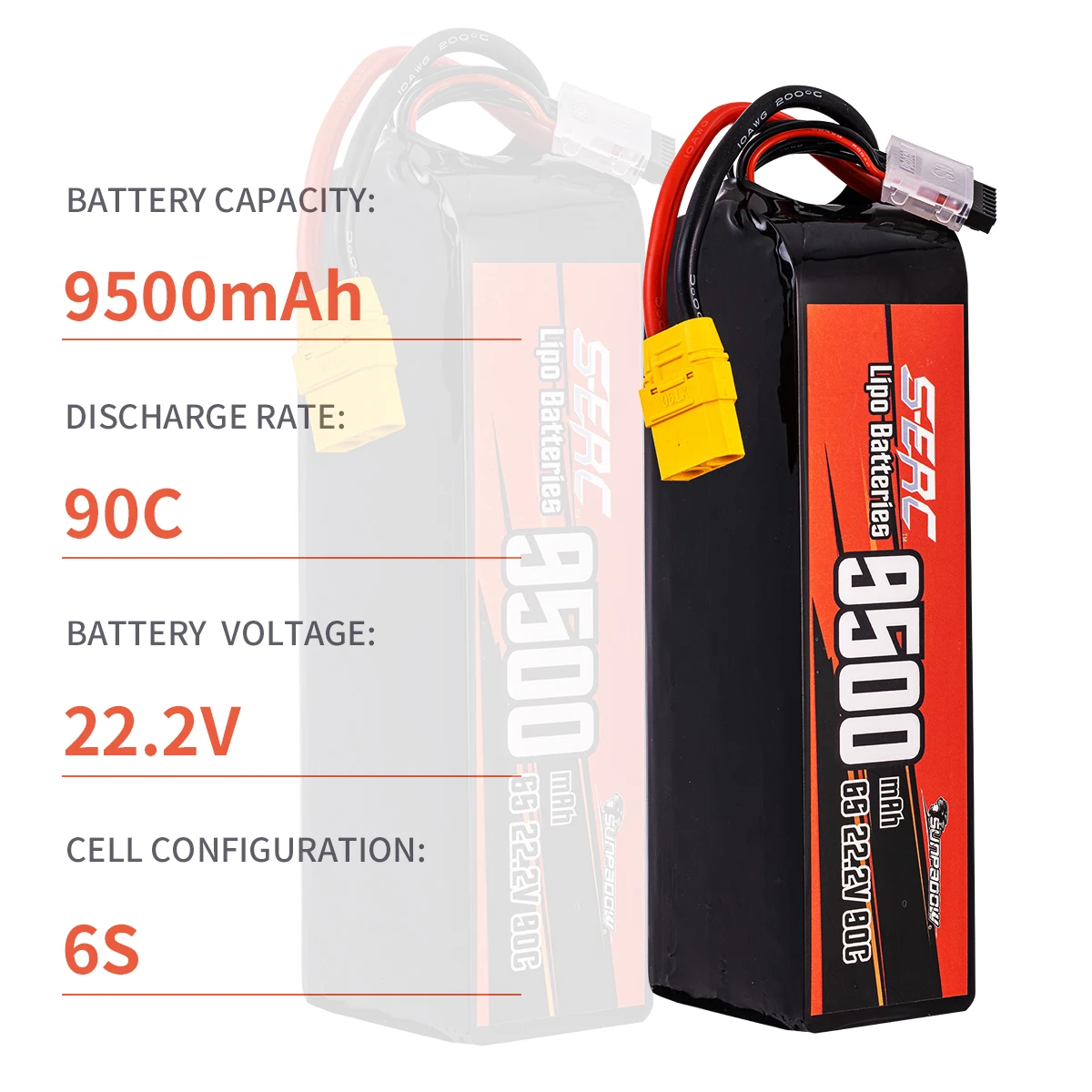 SUNPADOW 6S 22,2 V RC Lipo Batterie 7100 mAh 9500 mah mit XT60 XT90 für RC Flugzeug Flugzeuge Quadcopter Drone FPV Hubschrauber Racing – Detail 6