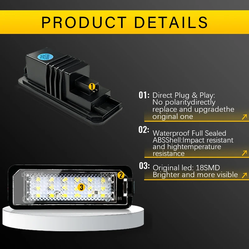 For VW GTi Golf 4 5 6 7 MK4 MK5 MK6 MK7 Passat B7 CC EOS Scirocco Beetle 2PCS LED Number License Plate Lights With Canbus