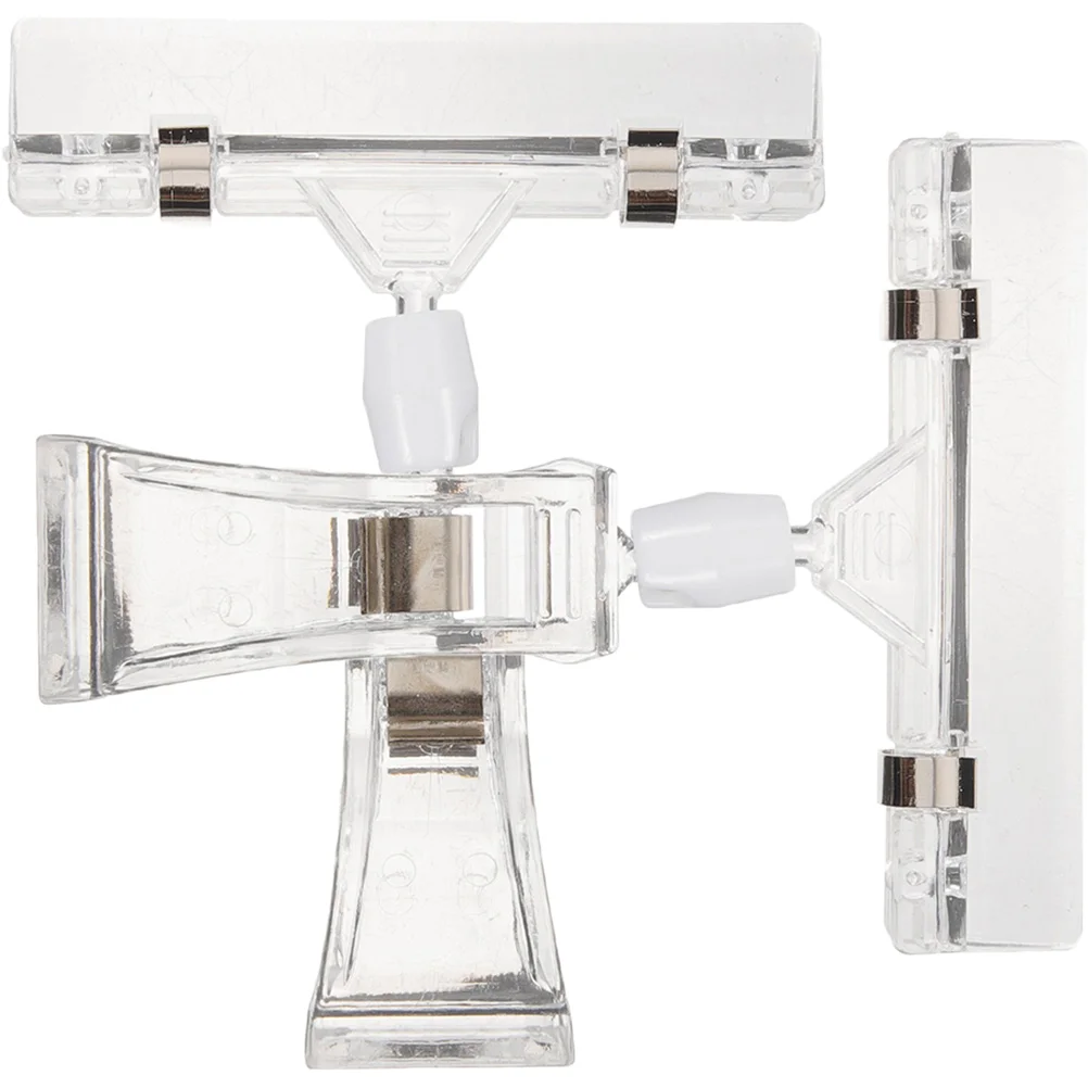 10pcs Transparent Double Sided Clips Price Tag Holder Rotating Merchandise Display Sign Banner Mini Clip Super Clip
