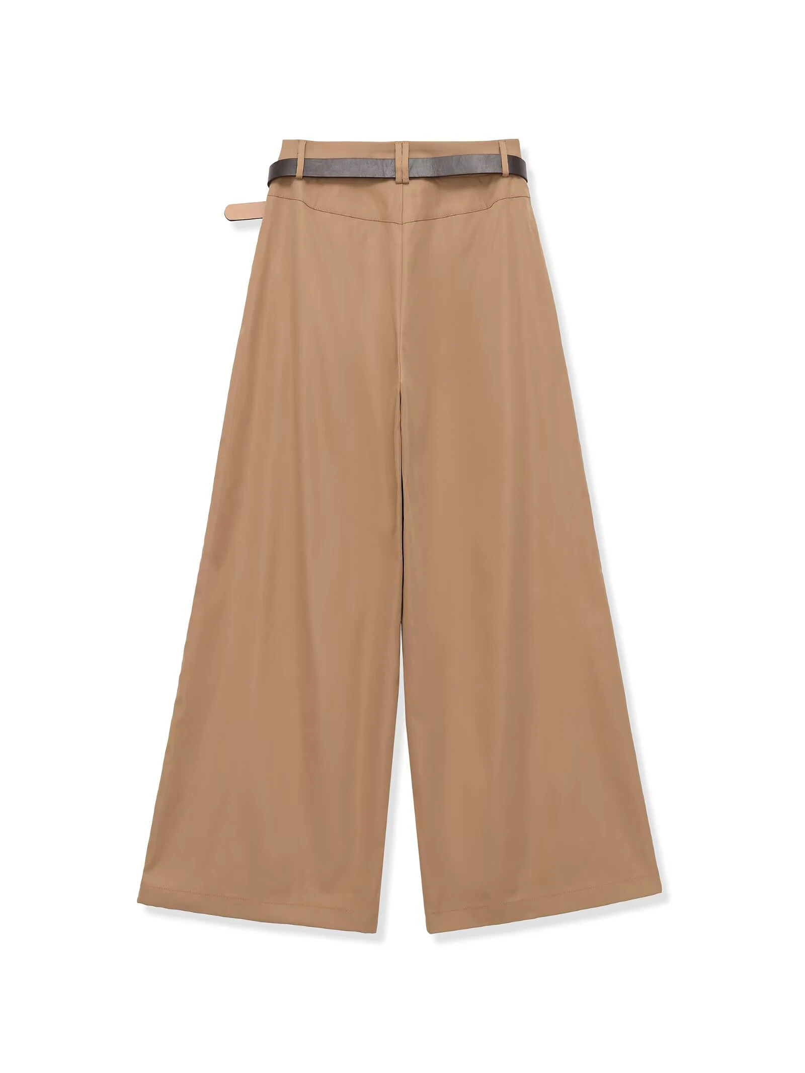 Belt embellishment high waisted loose fitting wide legged suit pants fashionable commuting hanging casual pants long pants