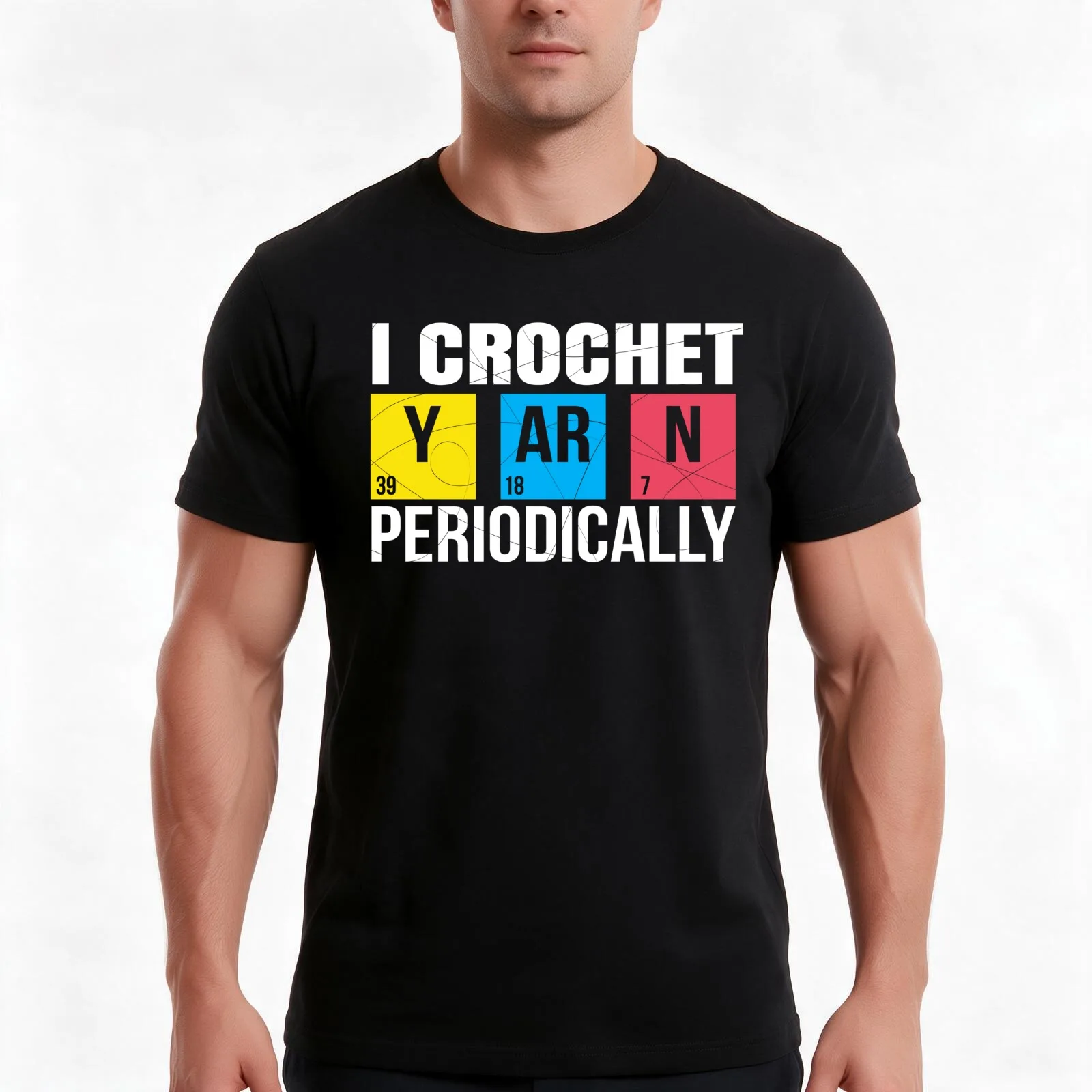 I Crochet Yarn Periodically T-Shirt, Summer Casual Cotton Tee, Oversized Streetwear Tops, Vintage Graphic Print, 100% Cotton