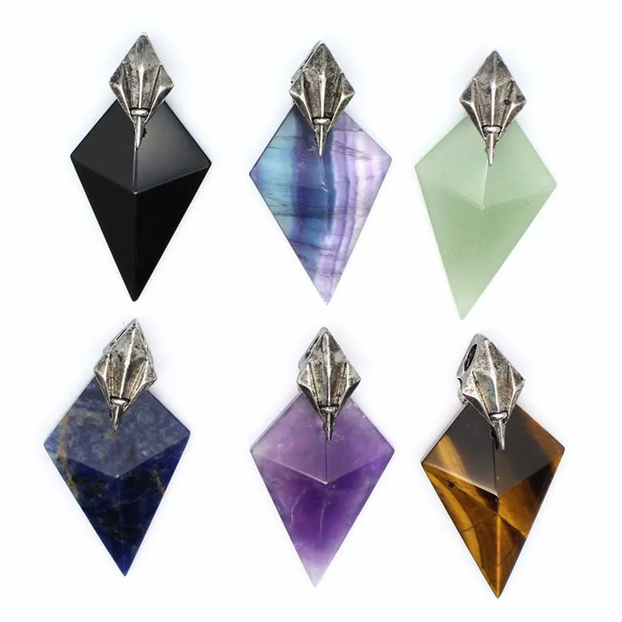 Charms Natural Healing Crystal Trident Stone Pendants For Women DIY Necklace Amethyst Rose Quartz Choice Men Jewelry Making