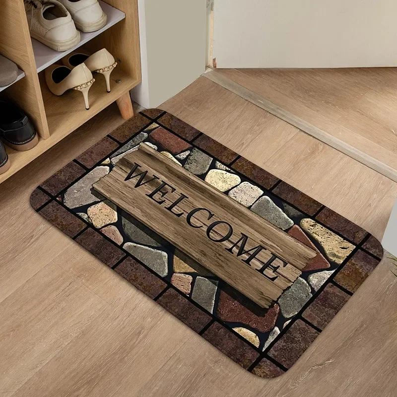 VIKAMA Stone Pattern Front Door Floor MATS, Outdoor And Indoor Area Carpets, Entrance Welcome Door Mats, Home Decoration