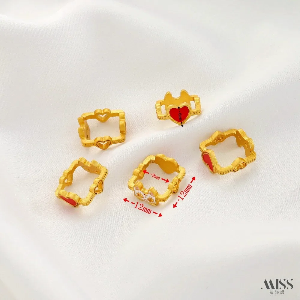 Mute Gold 18K Gold Bag Color Retention Fox Love Thread Trap Bead Ring DIY Bracelet Necklace Beaded String Jewelry Accessories